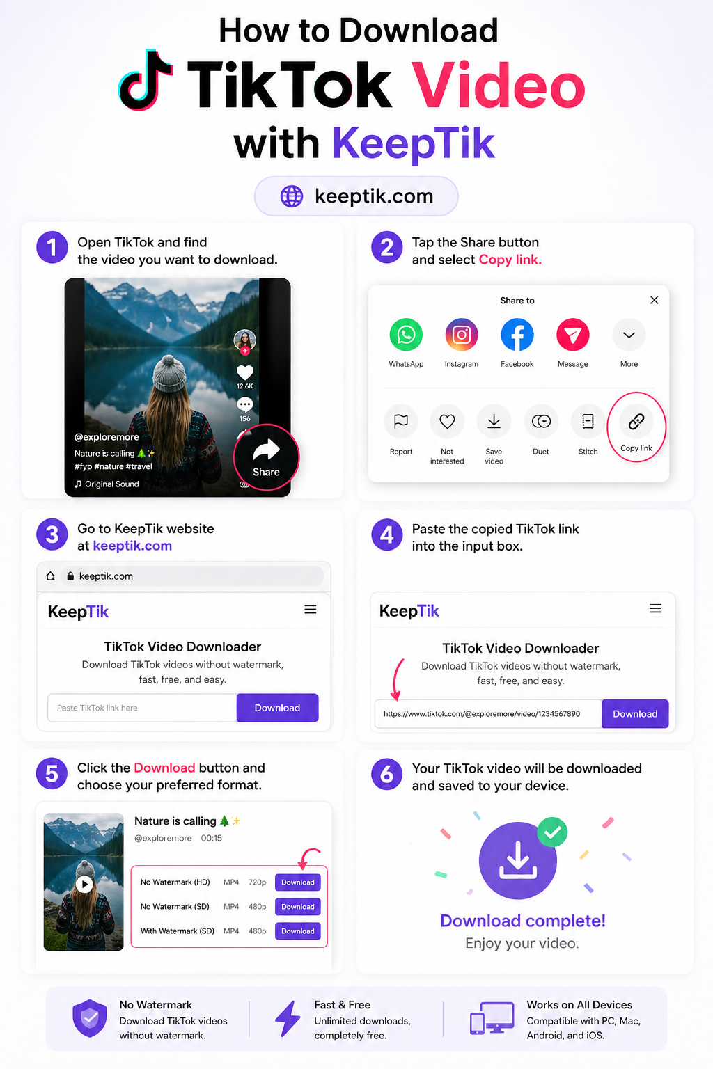 How to Download TikTok Videos Without Watermark on Keeptik.com